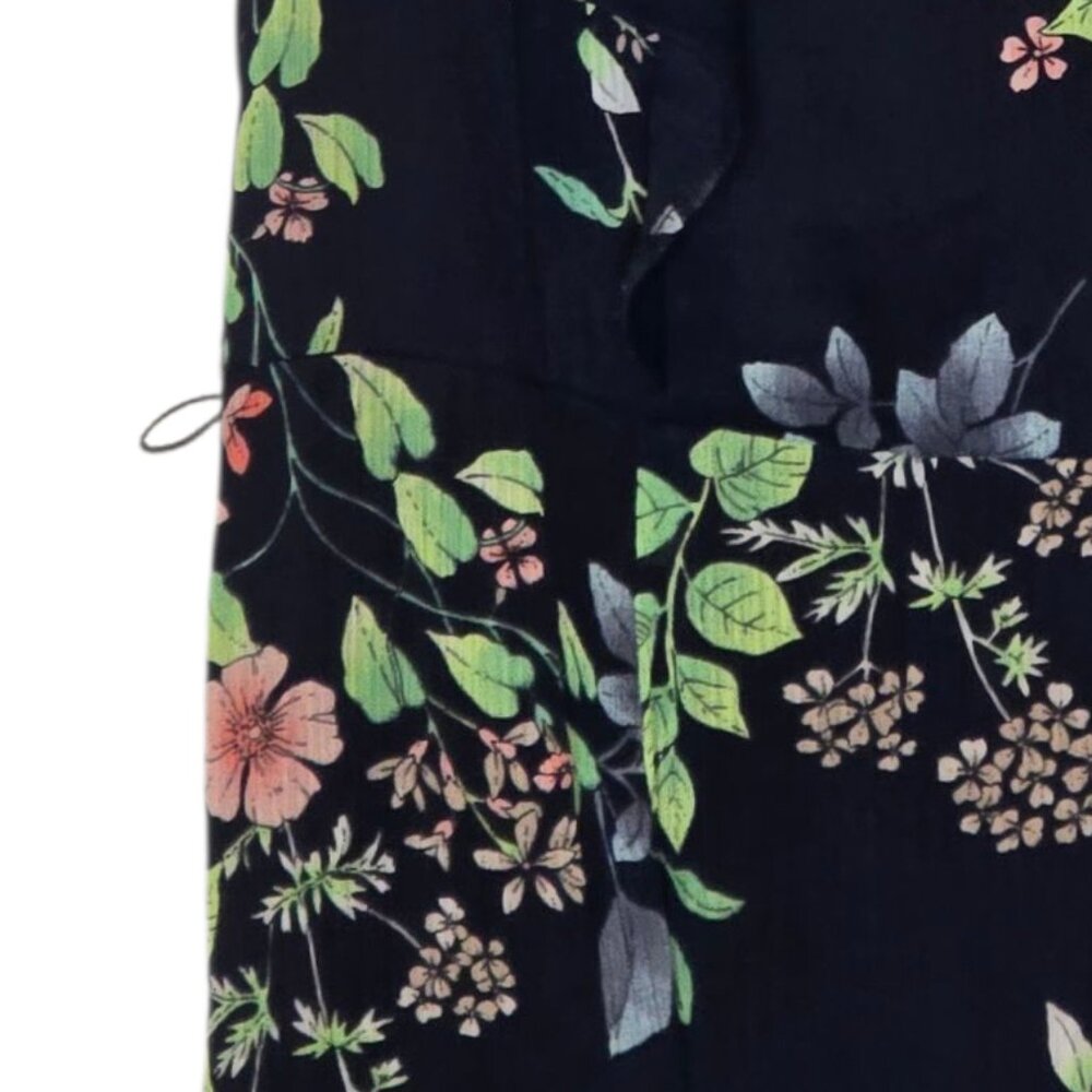 Tommy Hilfiger Floral Midi Dress 10 Black Flutter Sleeve Fit Flare Cottagecore - Picture 7 of 8
